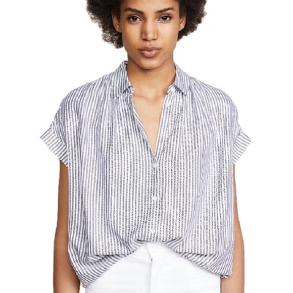 Madewell Central Shirt Benton Stripe Blue White Button Down Womens S - Picture 1 of 3
